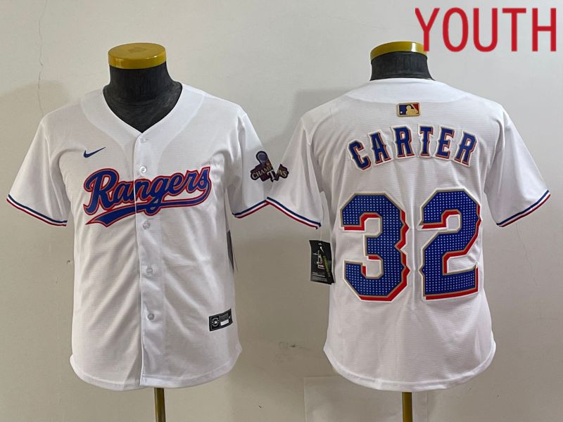 Youth Texas Rangers #32 Carter White Champion Game Nike 2024 MLB Jersey style 1